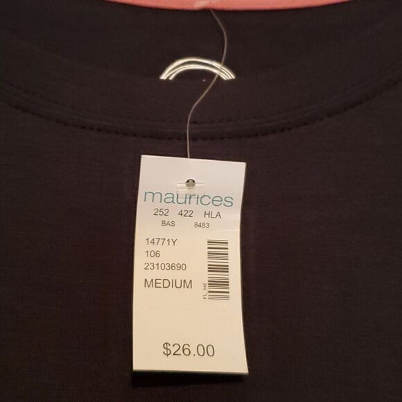 NWT Maurices Women's Black 3/4 Sleeve Tee Size Medium - Picture 4 of 7